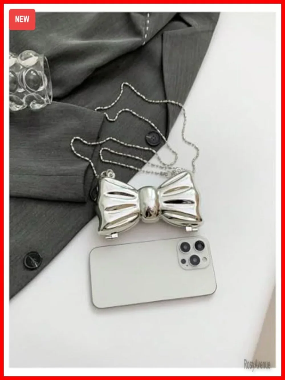 Bow Shaped Mini Clutch Purse with Chain Strap